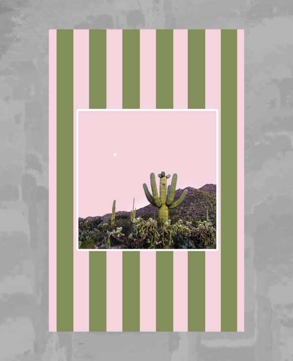 Sunset Cactus Pink and Green Stiped